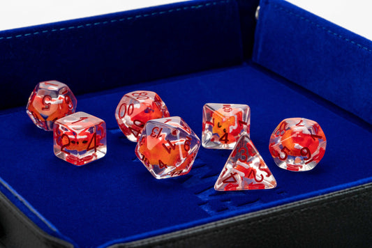 FanRoll by Metallic Dice Games Dice Dragon Storm Inclusion Resin Dice Set: Red Dragon