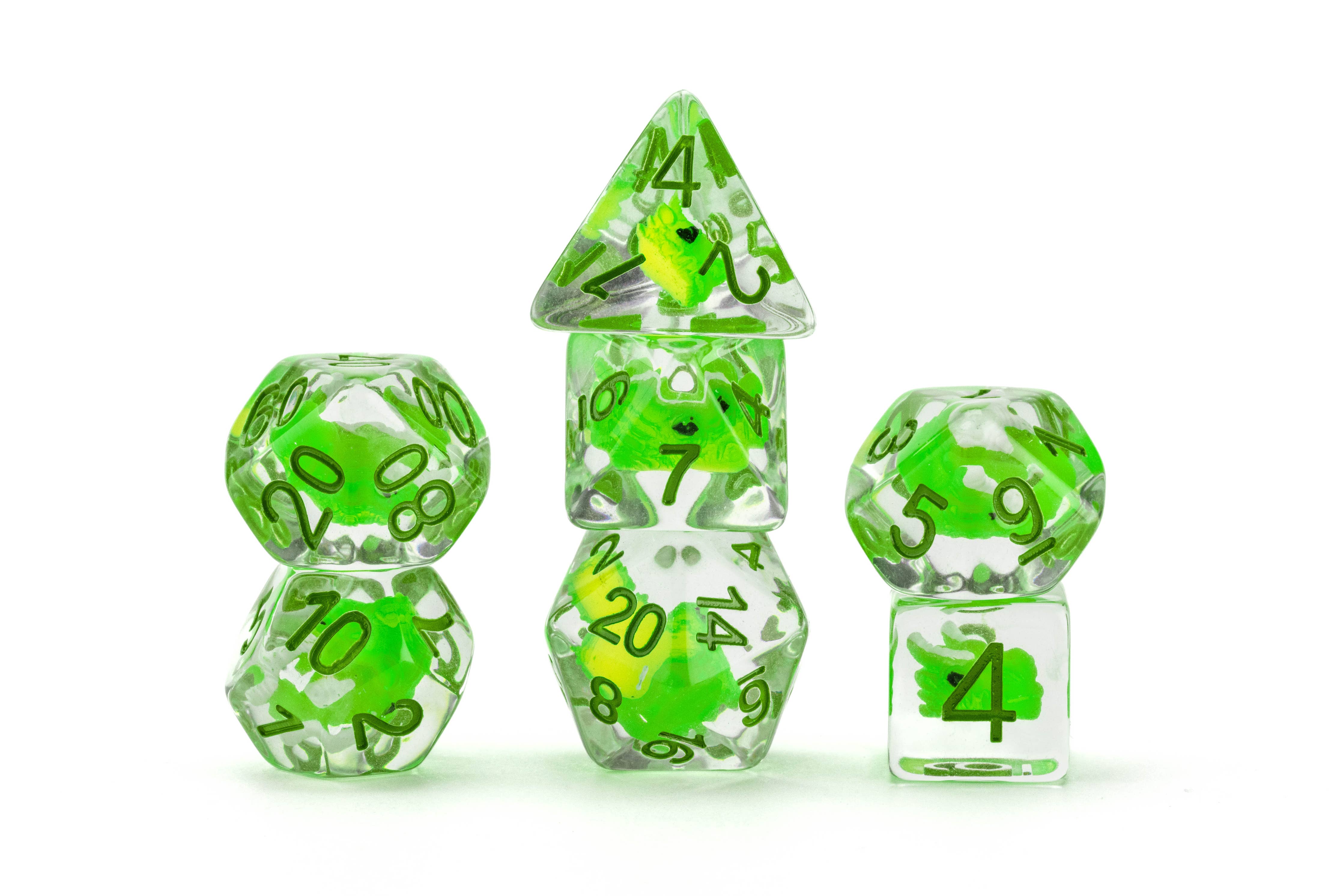 FanRoll by Metallic Dice Games Dragon Storm Inclusion Resin Dice Set: Green Dragon