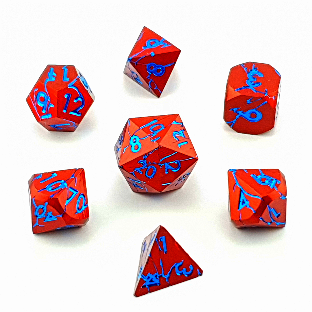 Frostfire Scar | Solid Metal Dice | 7 Piece Set - DICE