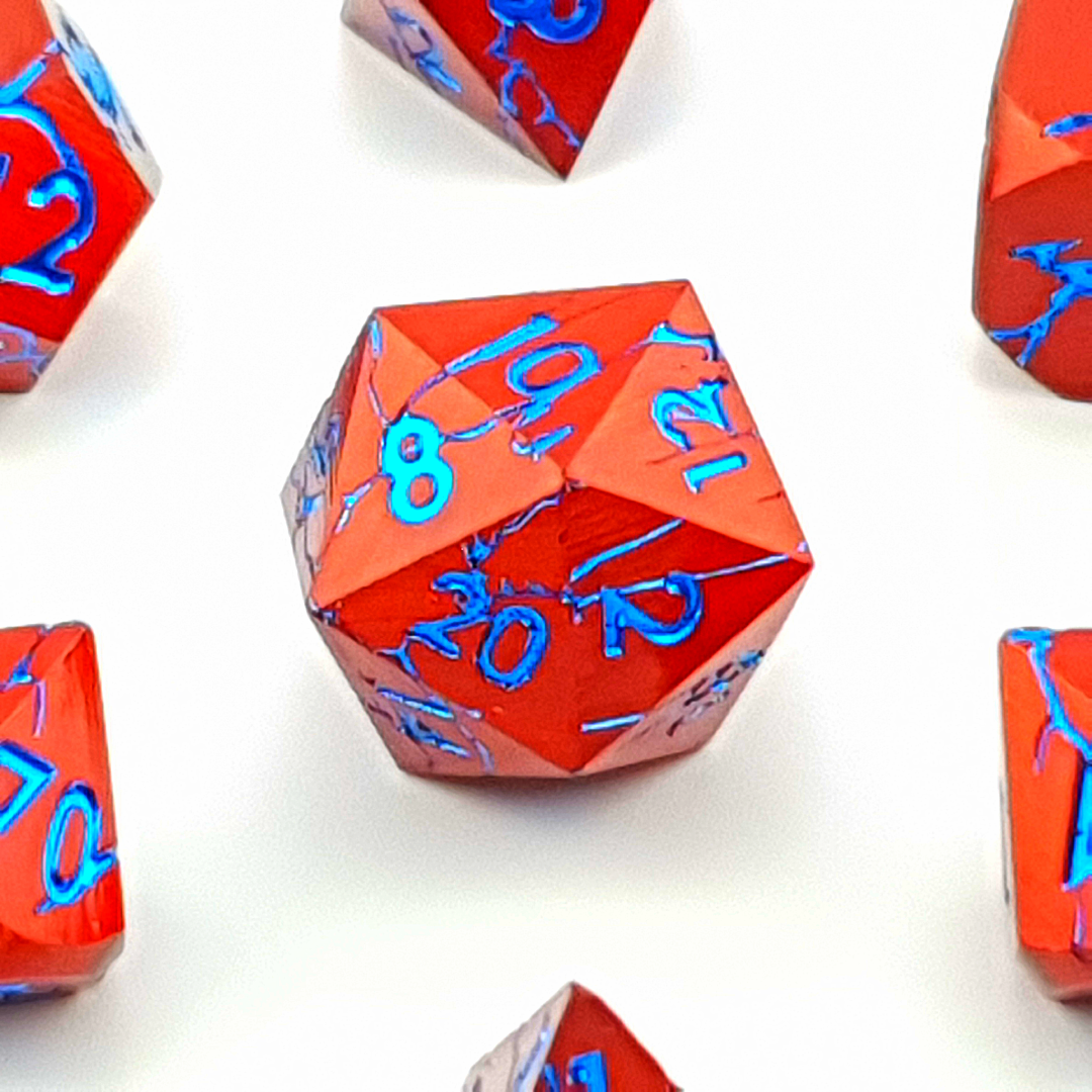 Frostfire Scar | Solid Metal Dice | 7 Piece Set - DICE