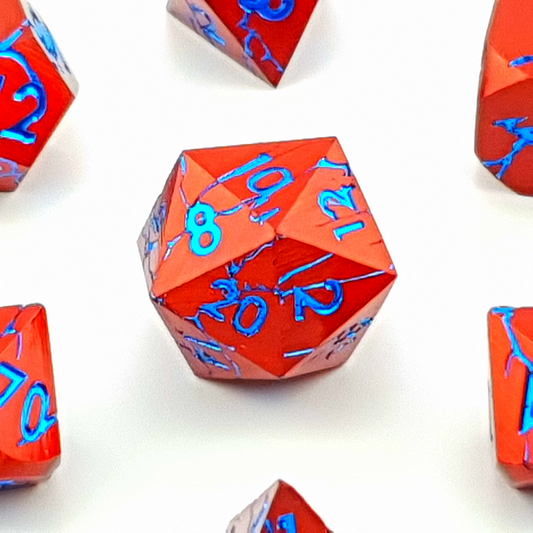 Frostfire Scar | Solid Metal Dice | 7 Piece Set - DICE
