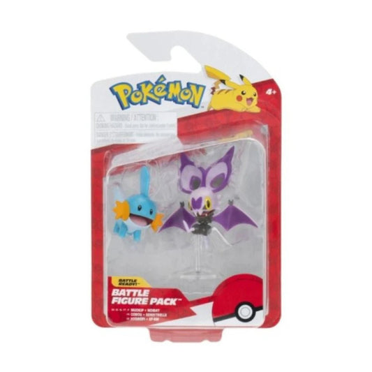 GameOn.games Action & Toy Figures Pokémon 2-3" Battle Figure Pack - Mudkip & Noibat