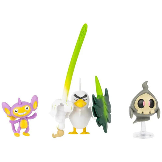 GameOn.games Action & Toy Figures Pokémon Battle Figure 3 Pack - 2-Inch Aipom, Duskull & 3-Inch Sirfetch'd