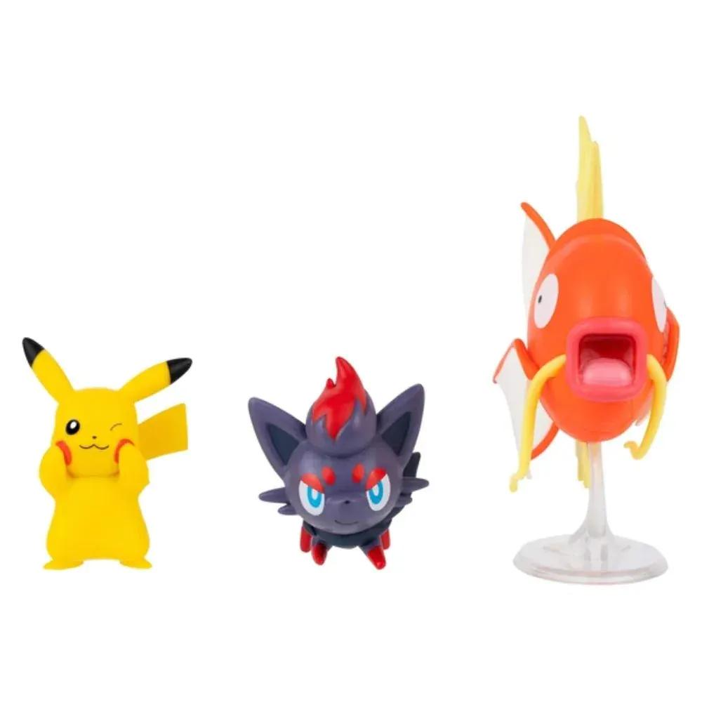 GameOn.games Action & Toy Figures Pokémon Battle Figure 3 Pack - 2-Inch Pikachu, Zorua & 3-Inch Magikarp