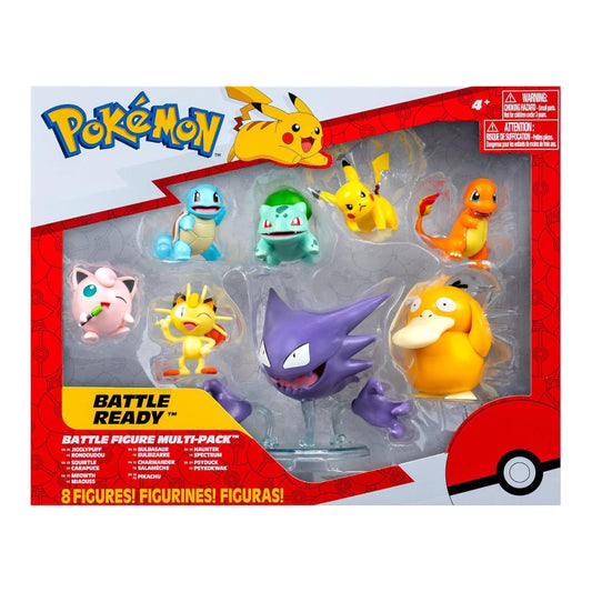 GameOn.games Action & Toy Figures Pokémon Battle Figure Pack - 8 Battle Figures - Jigglypuff, Meowth, Pikachu, Squirtle, Charmander, Bulbasaur, Psyduck, Haunter