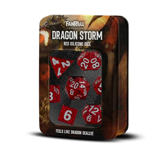 GameOn.games Dice FanRoll: Dragon Storm Silicone Dice Set: Red Dragon Scales