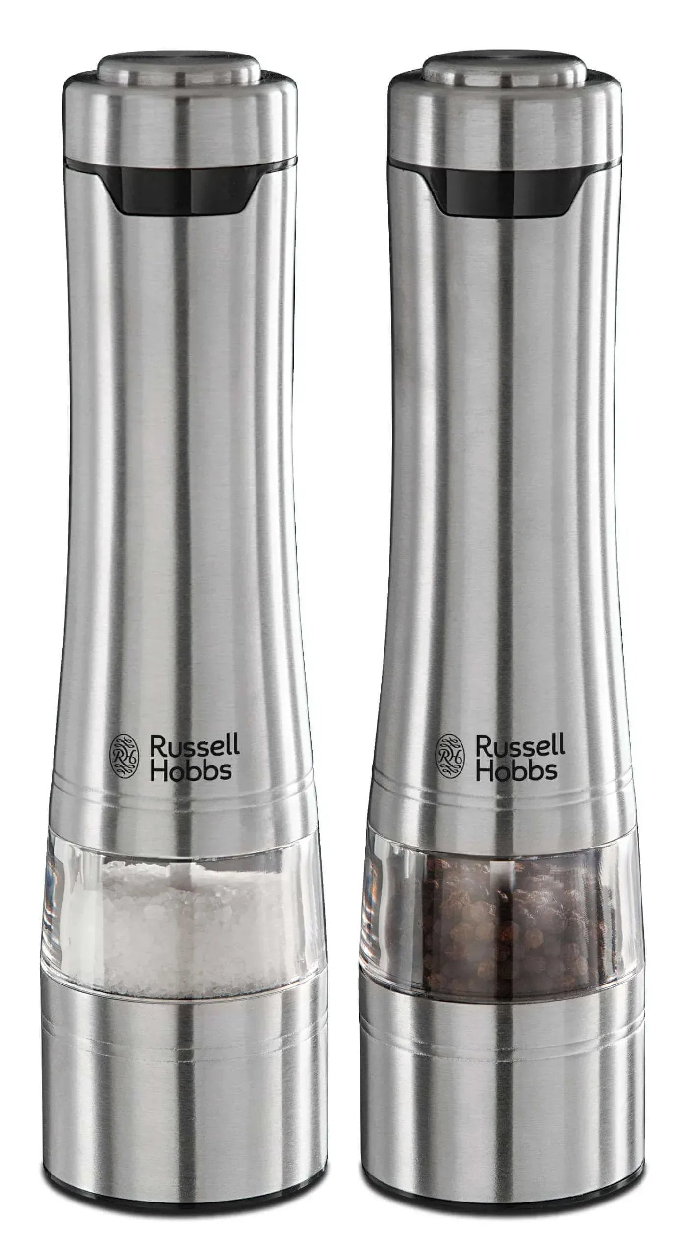 GameRaid Russell Hobbs Electric Salt and Pepper Mill Set, Adjustable Mill - Brushed Steel 23460-56