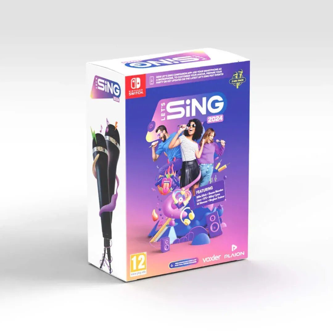 GameRaid Video Game Let's Sing 2024 + 2 Mics Bundle Nintendo Switch