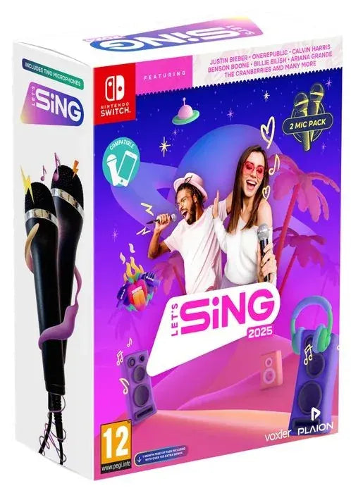 GameRaid Video Game Let's Sing 2025 + 2 Mic Bundle Pack Nintendo Switch