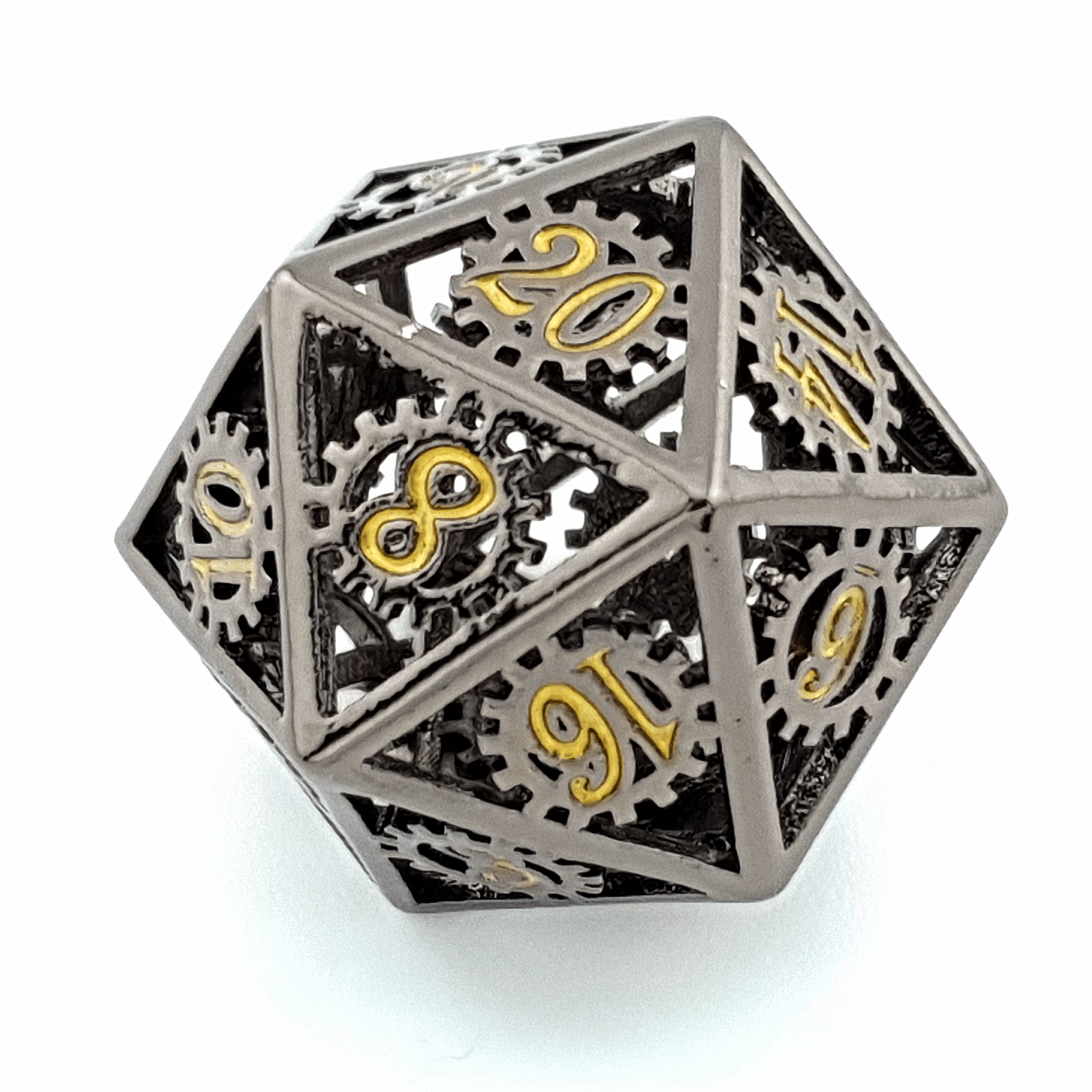 Tabletop Dominion DICE Gears of Fate | Hollow Metal Dice | 7 Piece Set
