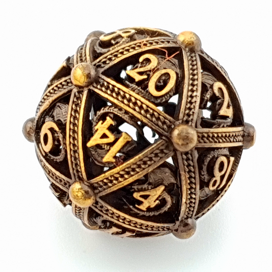 Golden Guardian | Hollow Metal Dice | 7 Piece Set - DICE