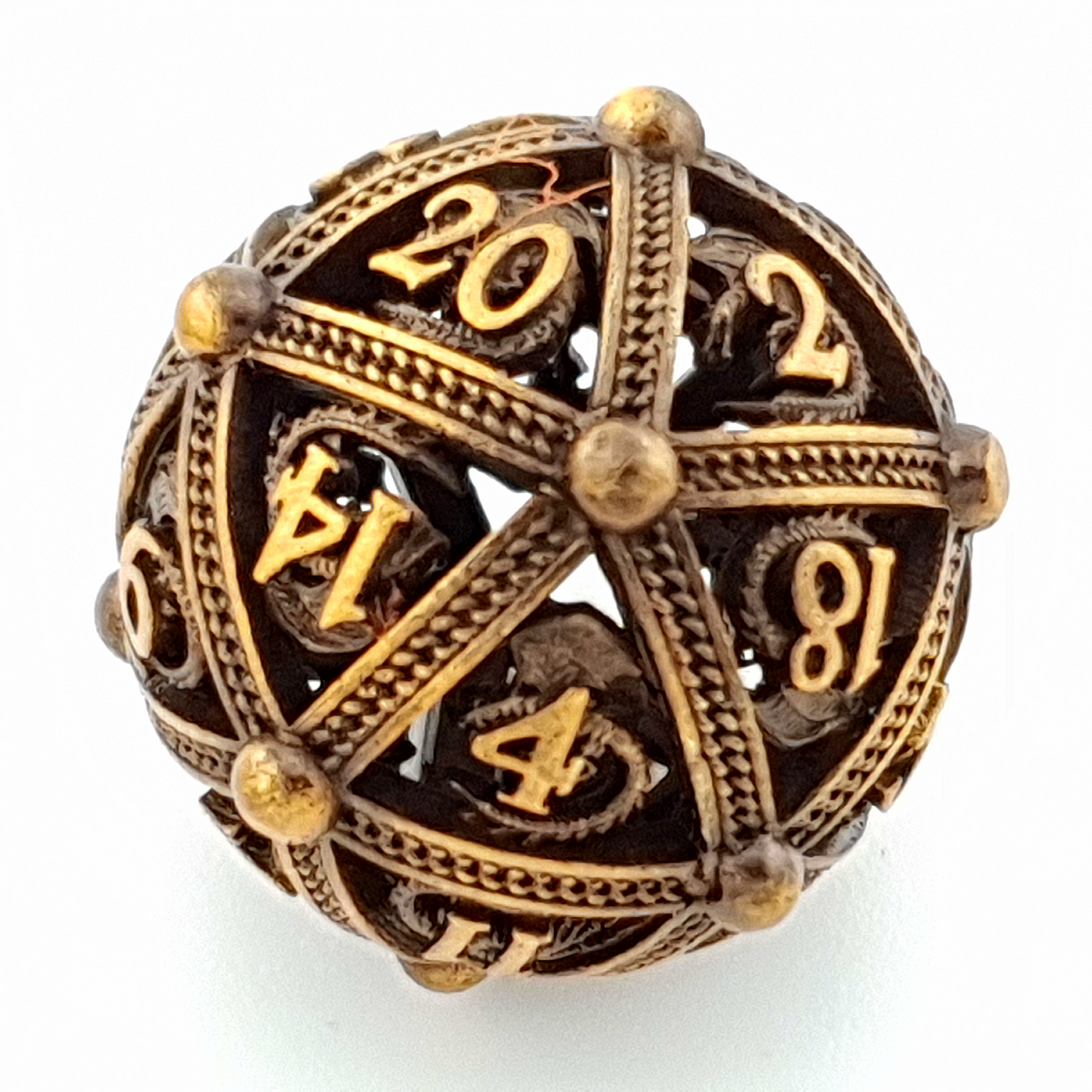 Golden Guardian | Hollow Metal Dice | 7 Piece Set - DICE