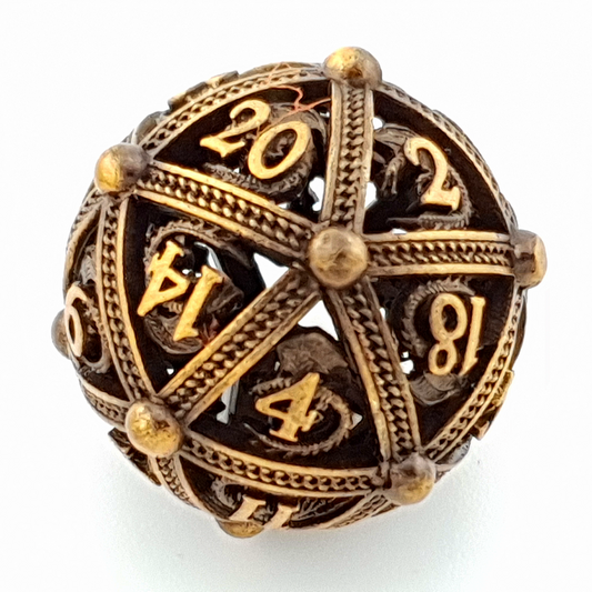 Golden Guardian | Hollow Metal Dice | 7 Piece Set - DICE