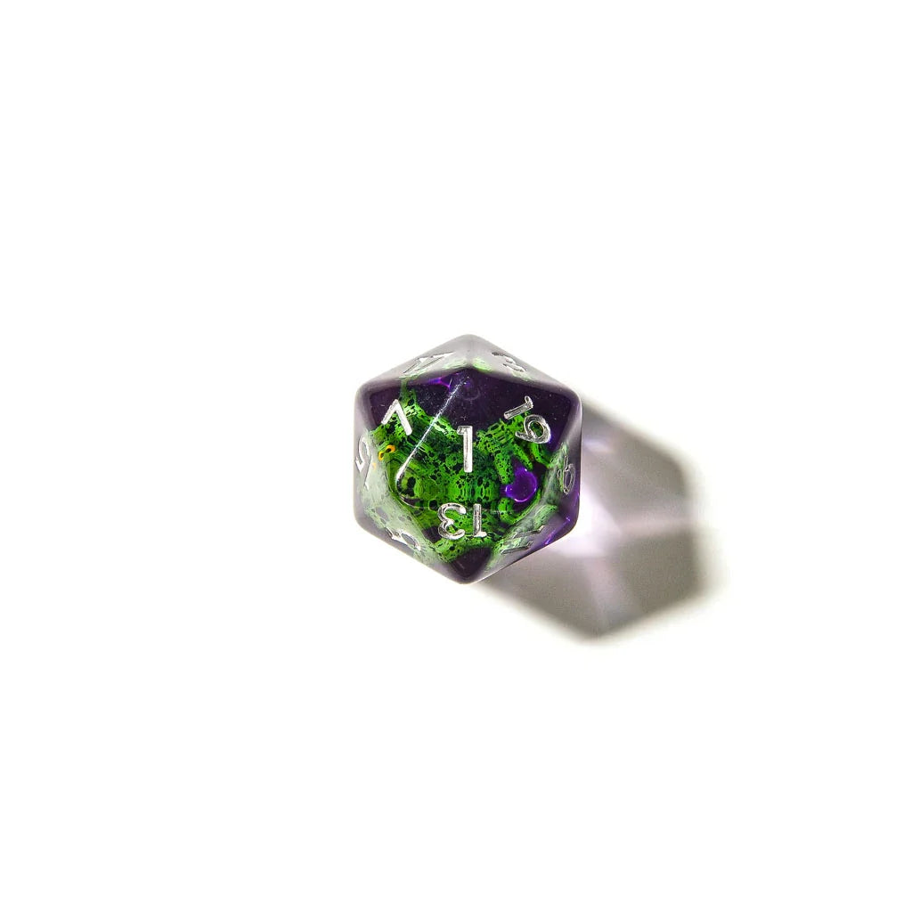 Green Frogs | Resin Inclusion Dice | 7 Piece Set - DICE