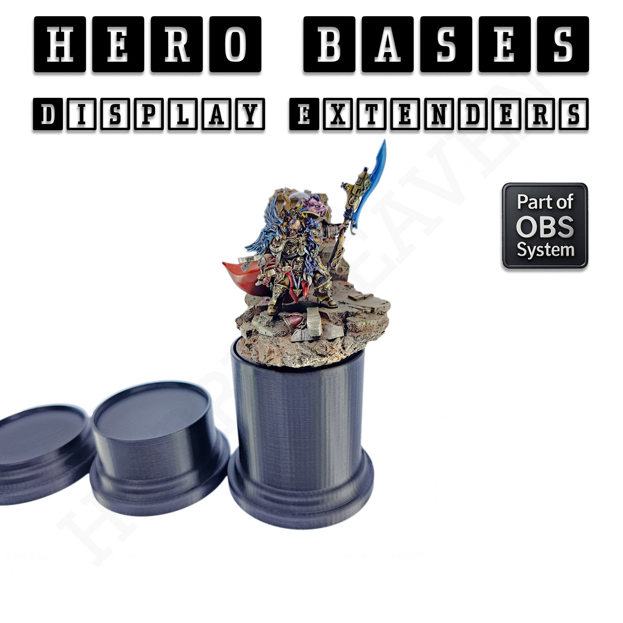 Plastic Bases Hero Bases Display Extenders | Squares and Rectangles | Convert Gaming Bases to Display Bases & Plinths