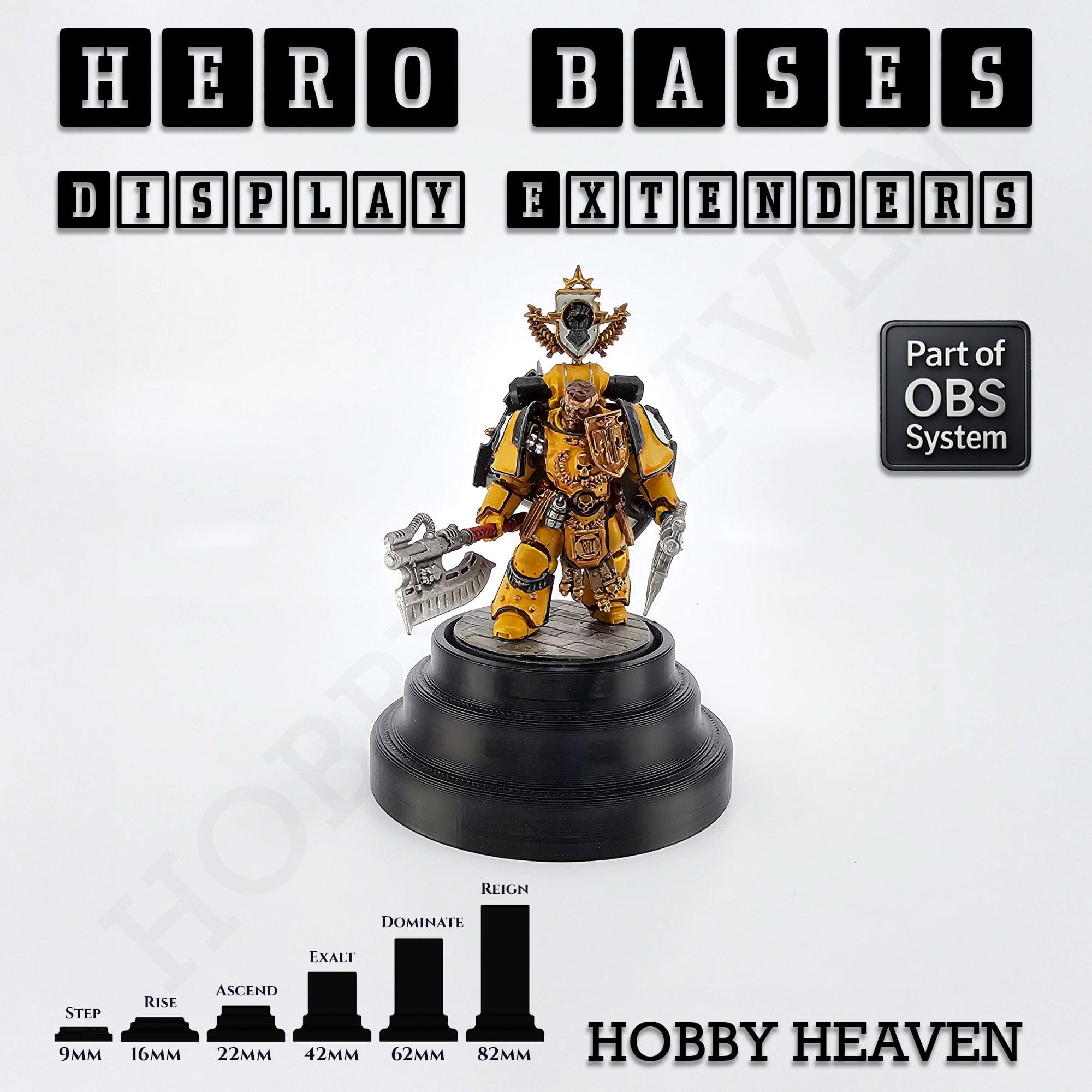 Plastic Bases Hero Bases Display Extenders | Squares and Rectangles | Convert Gaming Bases to Display Bases & Plinths