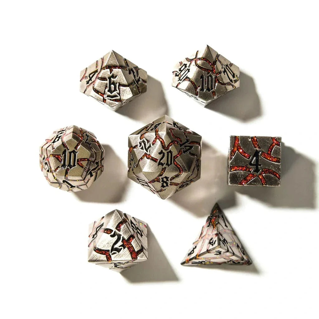 Tabletop Dominion DICE Infernal Steel | Solid Metal | 7 Piece Set