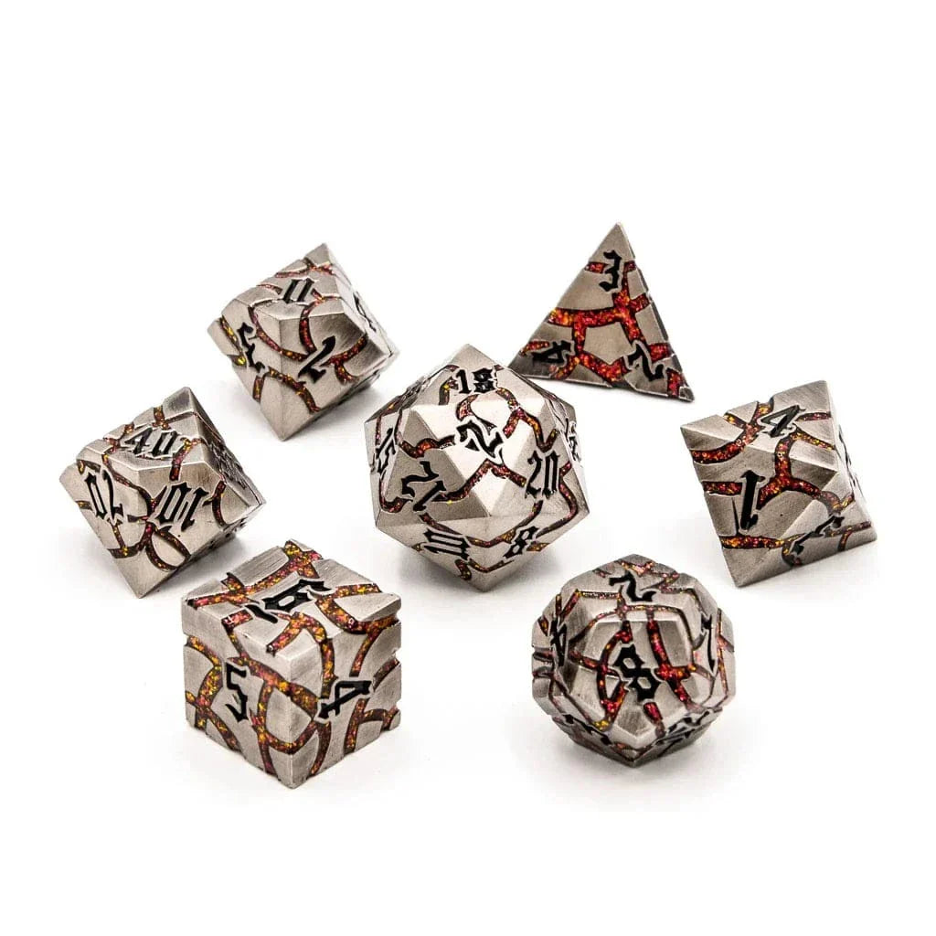 Tabletop Dominion DICE Infernal Steel | Solid Metal | 7 Piece Set