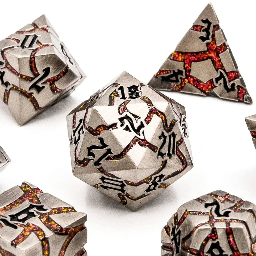Tabletop Dominion DICE Infernal Steel | Solid Metal | 7 Piece Set