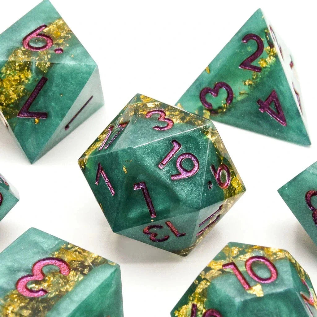 Tabletop Dominion DICE Jaded Turquoise | Sharp Edge Dice | 7 Piece Set