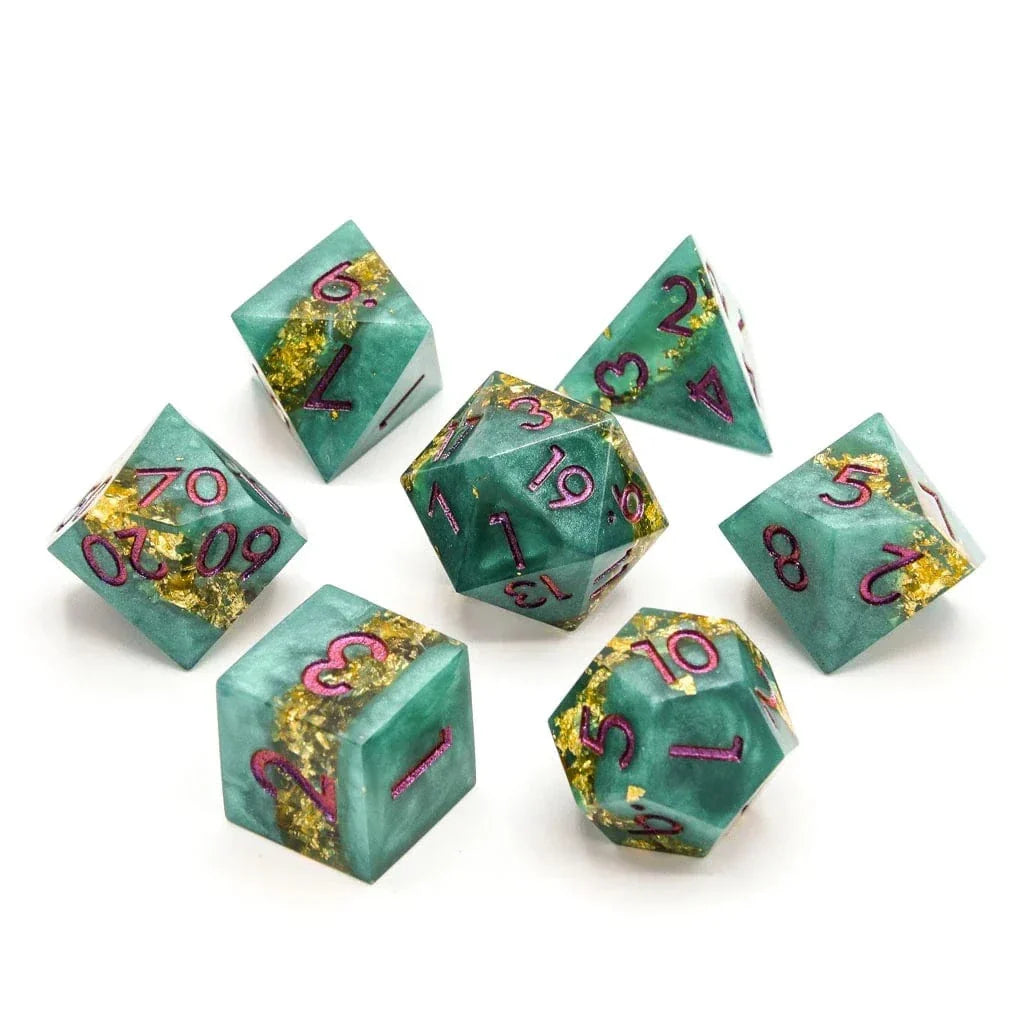 Tabletop Dominion DICE Jaded Turquoise | Sharp Edge Dice | 7 Piece Set