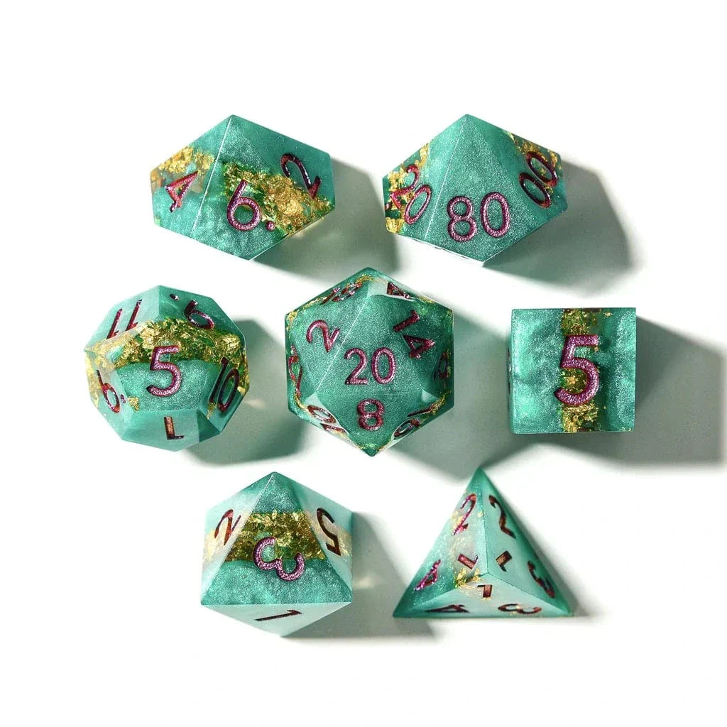 Tabletop Dominion DICE Jaded Turquoise | Sharp Edge Dice | 7 Piece Set