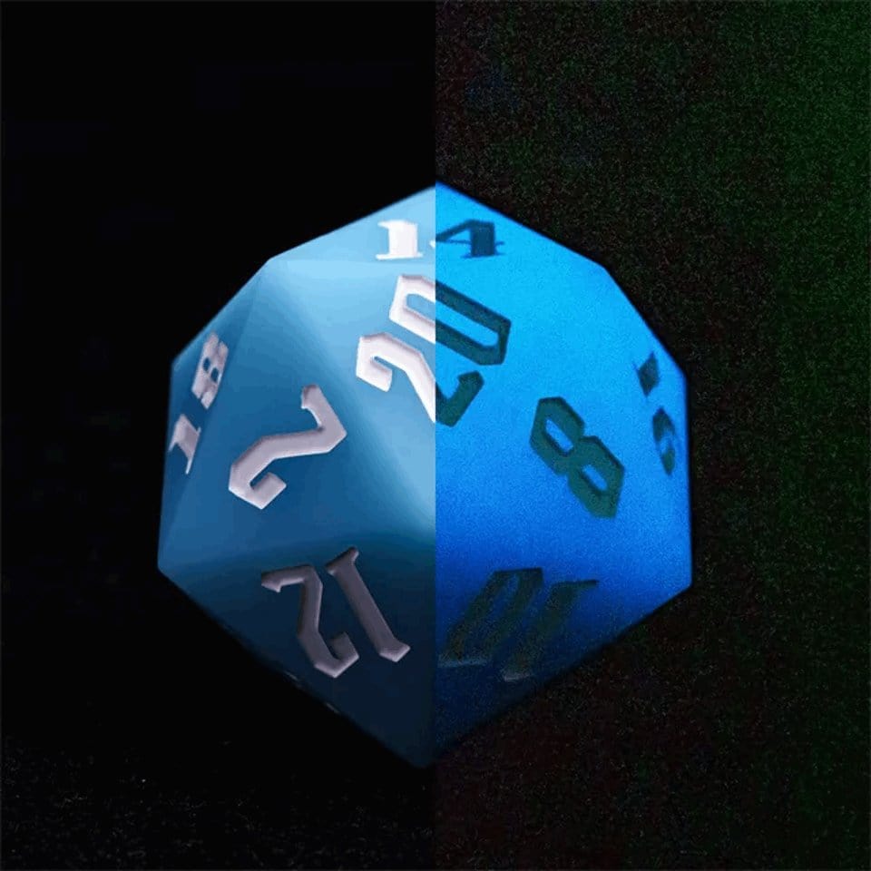 Tabletop Dominion DICE Jester's Bounce | 55mm Luminous D20 Silicone | Blue