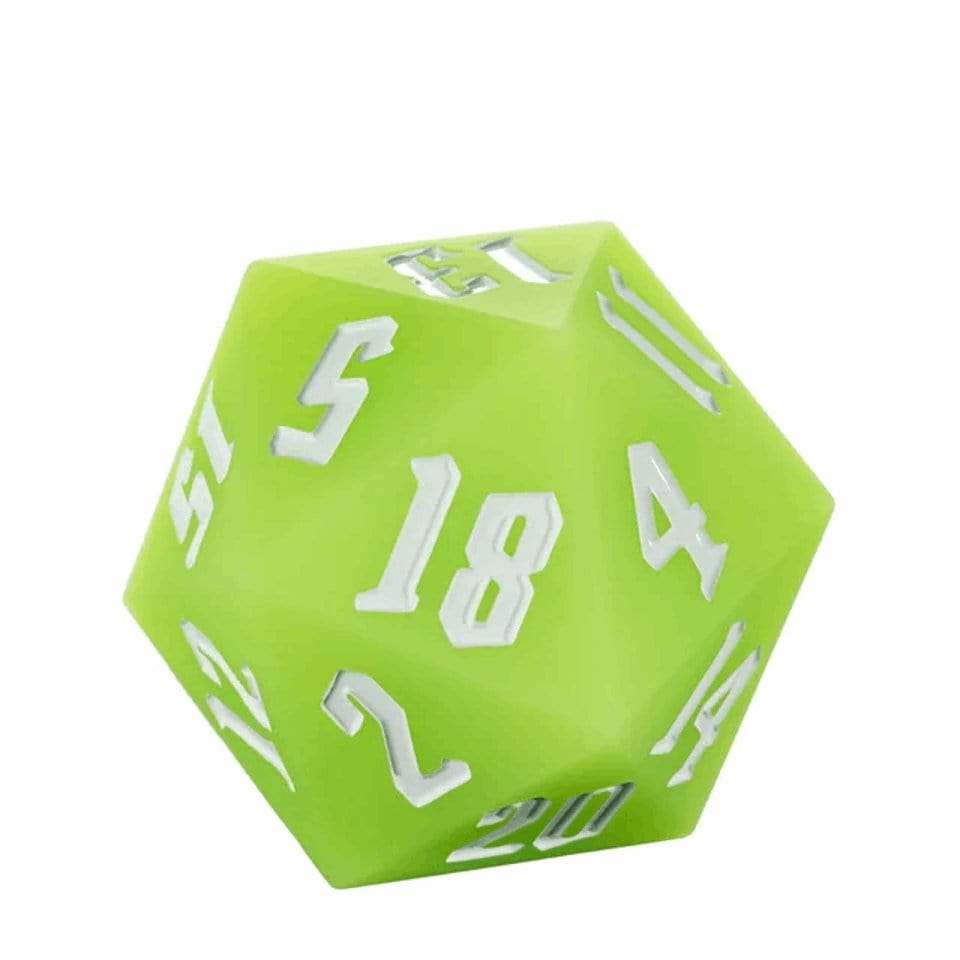 Tabletop Dominion DICE Jester's Bounce | 55mm Luminous D20 Silicone | Green