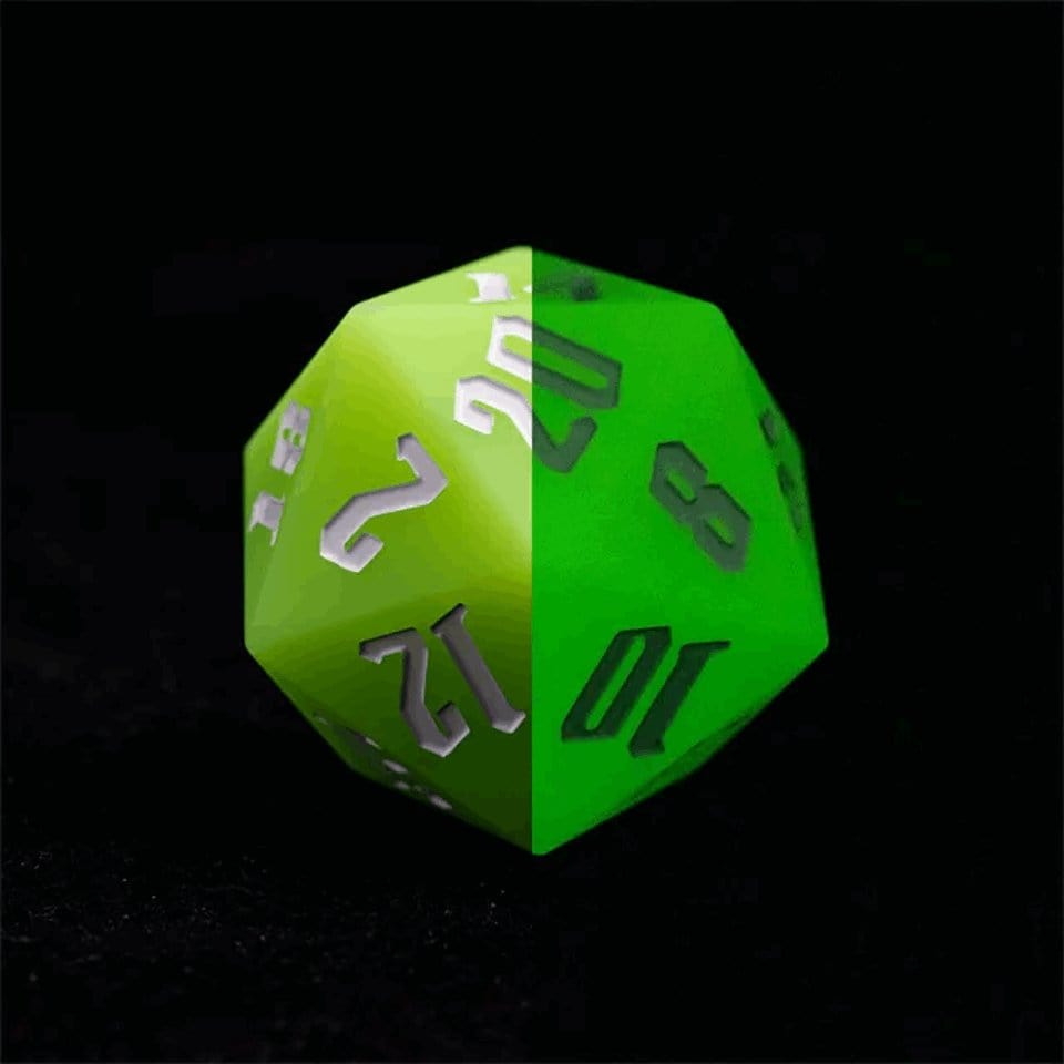 Tabletop Dominion DICE Jester's Bounce | 55mm Luminous D20 Silicone | Green