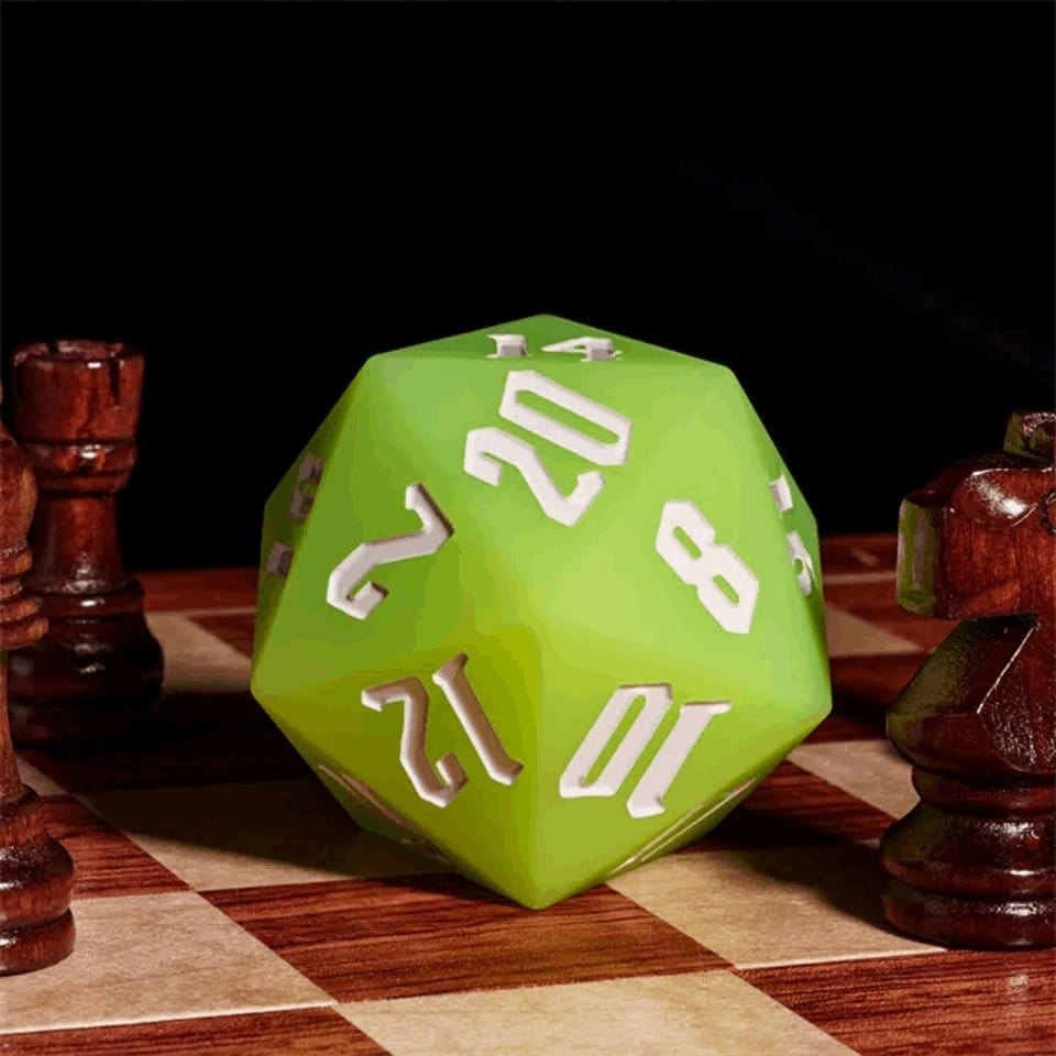 Tabletop Dominion DICE Jester's Bounce | 55mm Luminous D20 Silicone | Green