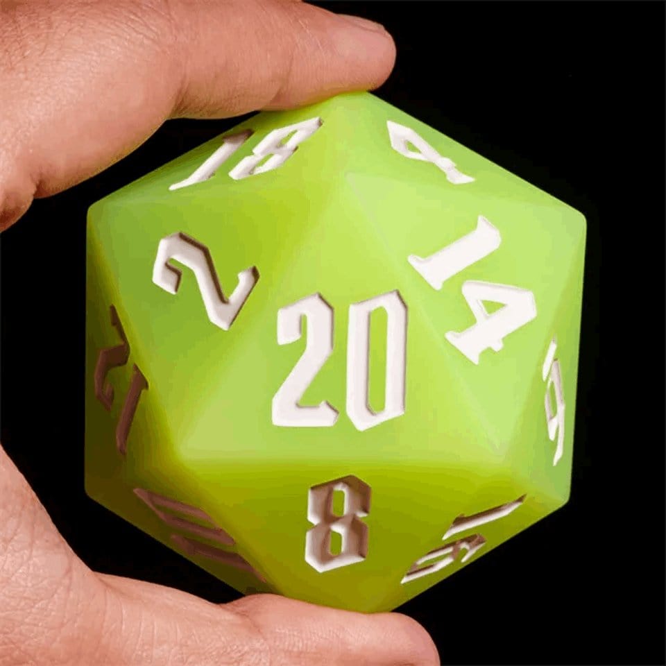 Tabletop Dominion DICE Jester's Bounce | 55mm Luminous D20 Silicone | Green
