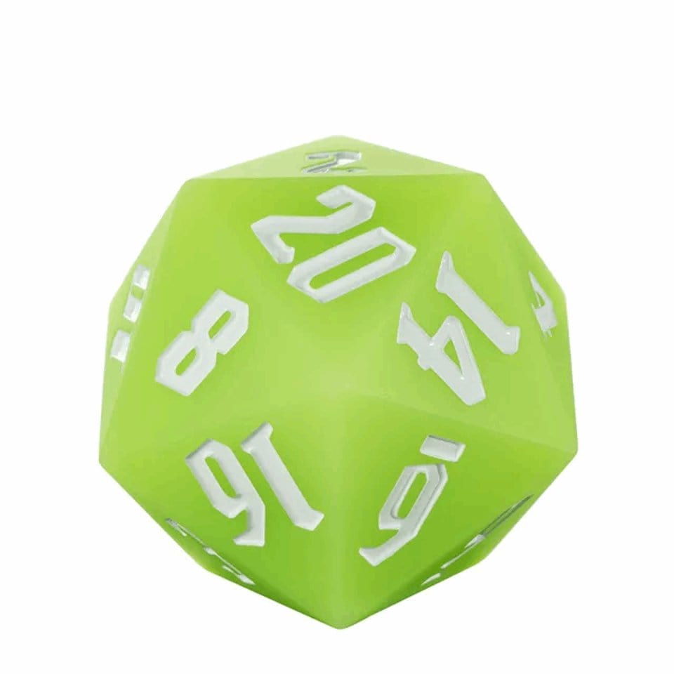 Tabletop Dominion DICE Jester's Bounce | 55mm Luminous D20 Silicone | Green