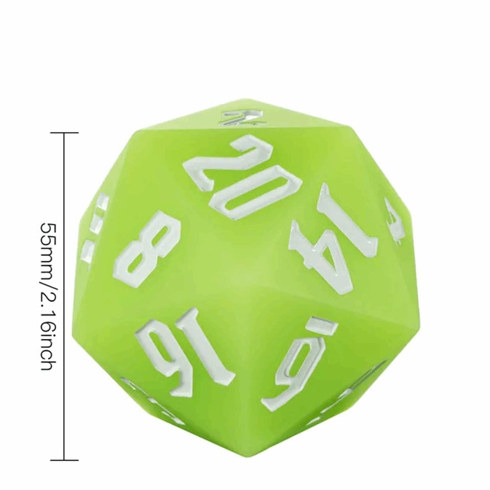 Tabletop Dominion DICE Jester's Bounce | 55mm Luminous D20 Silicone | Green