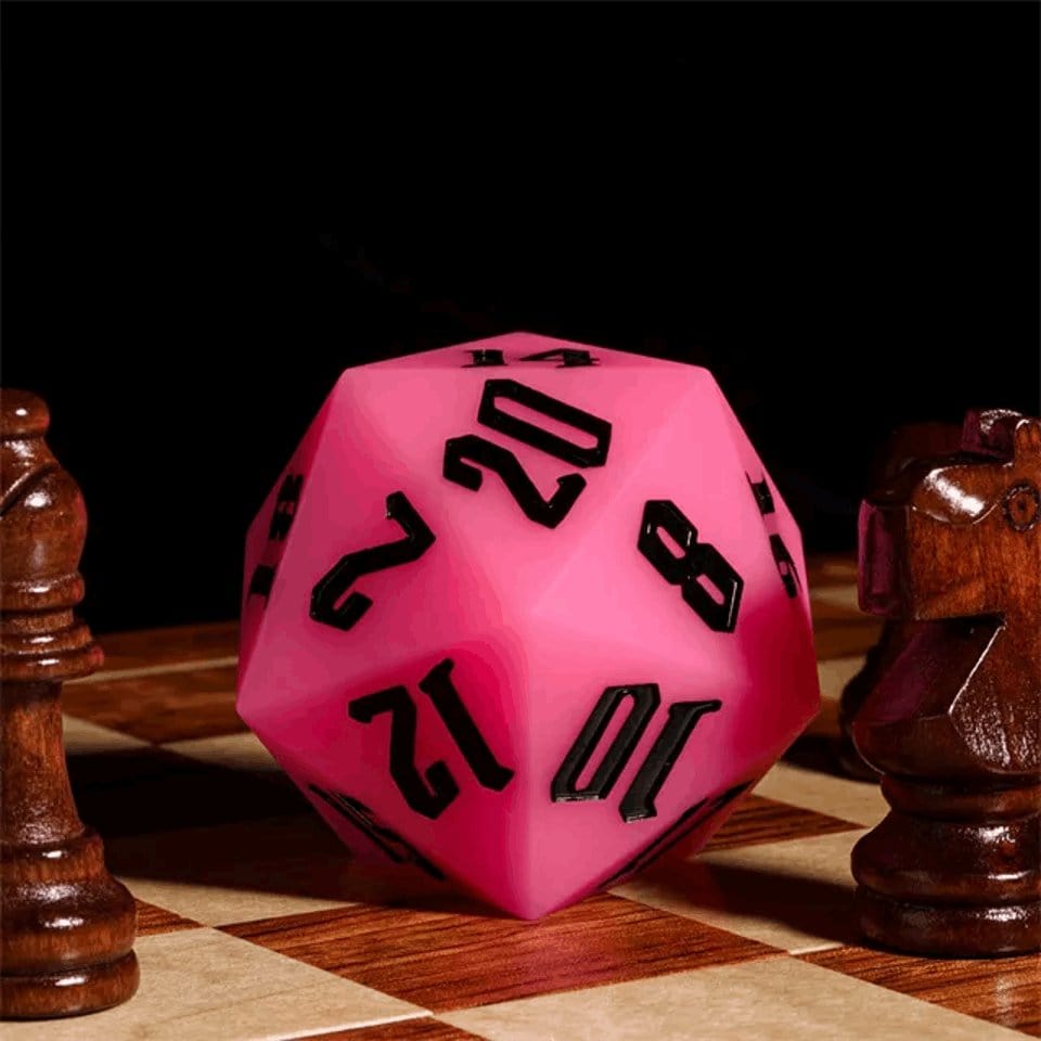 Tabletop Dominion DICE Jester's Bounce | 55mm Luminous D20 Silicone | Pink