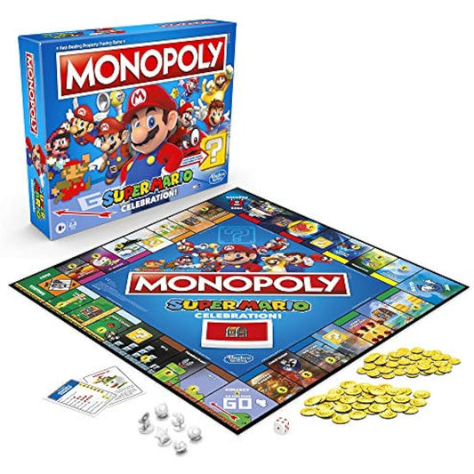 Jolof Store Board Games Monopoly Super Mario Celebration Edition Board Game for Super Mario Fans for Ages 8 and Up With Video Game Sound Effects, Multicolor