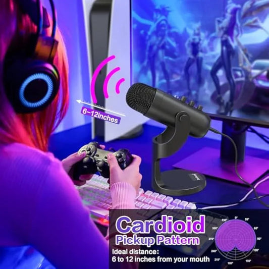 Jolof Store Condenser zealsound USB Microphone, PC Phone Podcast Mic, Condenser Gaming microphones for PS4&5, W/Quick Mute, Echo/Gain knob, Plug & Play for Streaming, Vocal Recording, ASMR, YouTube,Twitch on Mac Windows