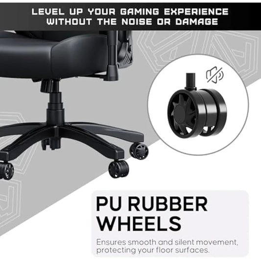 Jolof Store Desk Chairs Anda Seat Luna Large Gaming Chair for Adults - Ergonomic Reclining Video Game Chairs, PVC Leather Computer Home Office Chair, Heavy Duty Neck & Back Lumbar Support - Black Folding Recliner Seat