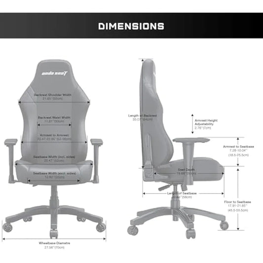 Jolof Store Desk Chairs Anda Seat Luna Large Gaming Chair for Adults - Ergonomic Reclining Video Game Chairs, PVC Leather Computer Home Office Chair, Heavy Duty Neck & Back Lumbar Support - Black Folding Recliner Seat