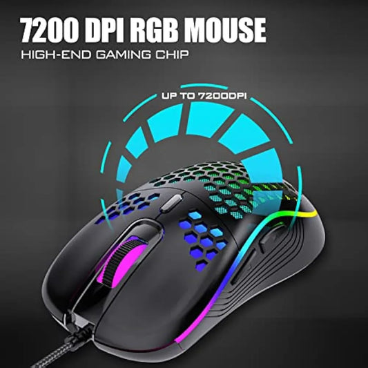 Jolof Store Keyboard & Mouse Combos RedThunder 60% RGB Gaming Keyboard and Mouse Combo, UK Layout Ultra Compact Backlit Mini Keyboard, Lightweight 7200 DPI Cellular Optical Mouse, Portable Wired Gaming Set for PC PS5 Xbox Gamers (Black)