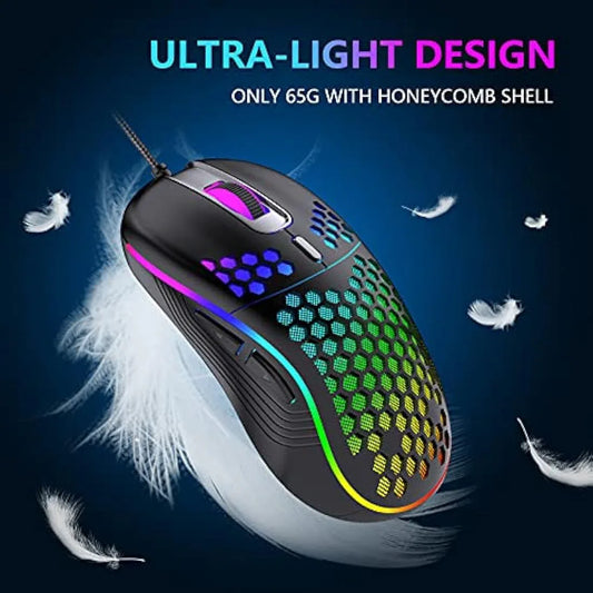 Jolof Store Keyboard & Mouse Combos RedThunder 60% RGB Gaming Keyboard and Mouse Combo, UK Layout Ultra Compact Backlit Mini Keyboard, Lightweight 7200 DPI Cellular Optical Mouse, Portable Wired Gaming Set for PC PS5 Xbox Gamers (Black)