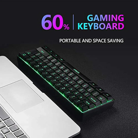 Jolof Store Keyboard & Mouse Combos RedThunder 60% RGB Gaming Keyboard and Mouse Combo, UK Layout Ultra Compact Backlit Mini Keyboard, Lightweight 7200 DPI Cellular Optical Mouse, Portable Wired Gaming Set for PC PS5 Xbox Gamers (Black)