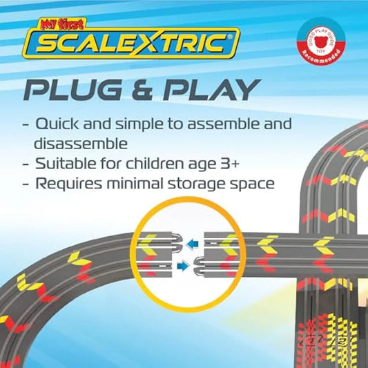 Jolof Store Race Tracks My First Scalextric Racing Track Sets for Kids Ages 3+ - Mains Powered Micro Race Car Set, Toy Cars Race Tracks for Boys. Incl. 1x Speed Track, 2x Racing Cars, 2x Controllers - Kids Toys Gifts