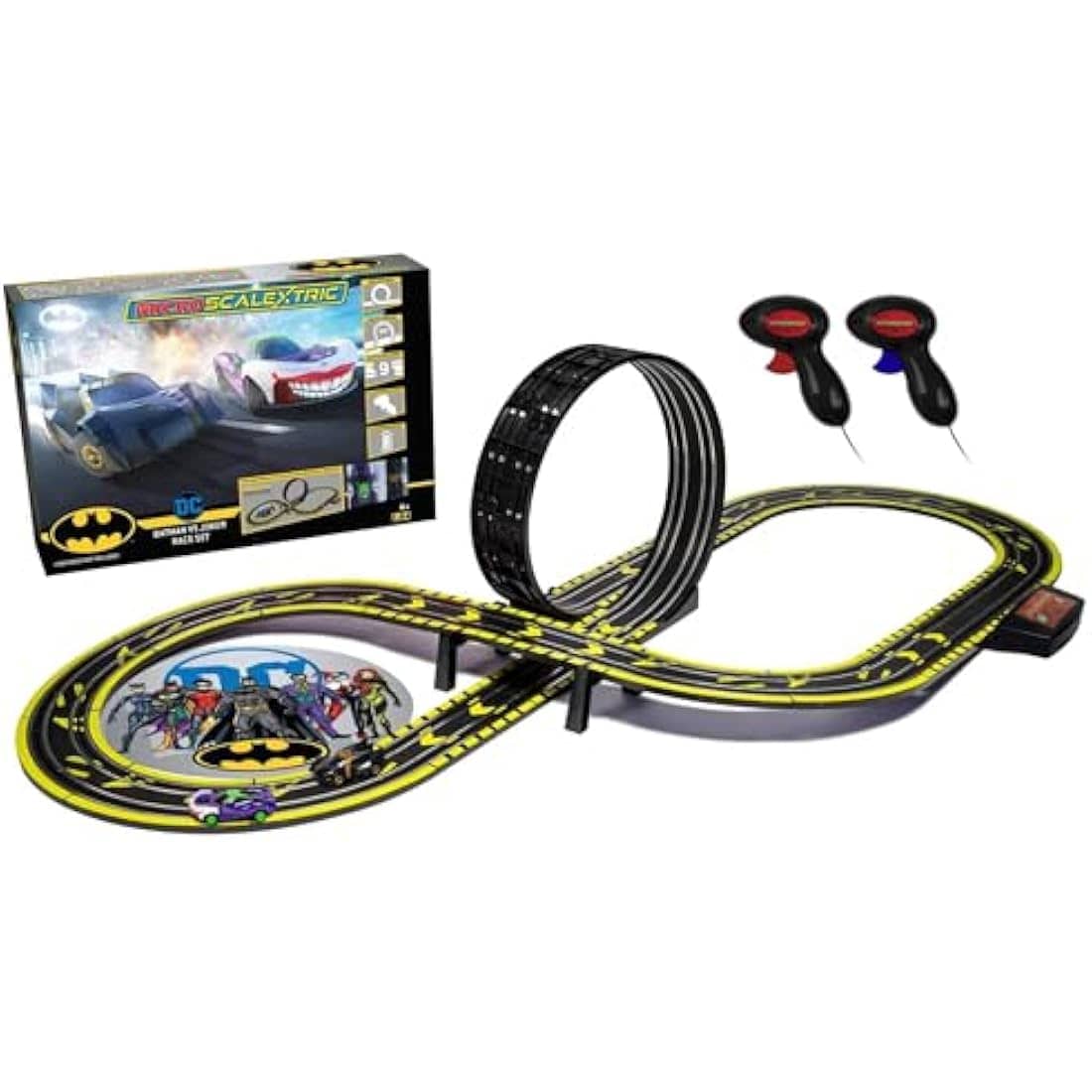 Jolof Store Race Tracks Scalextric Micro Car Race Track Sets for Kids Age 4+ - Batman vs Joker Themed Construction Set, Battery Powered Racing, Slot Cars Kids' Play Vehicles - Mini Toy Tracks for Boys
