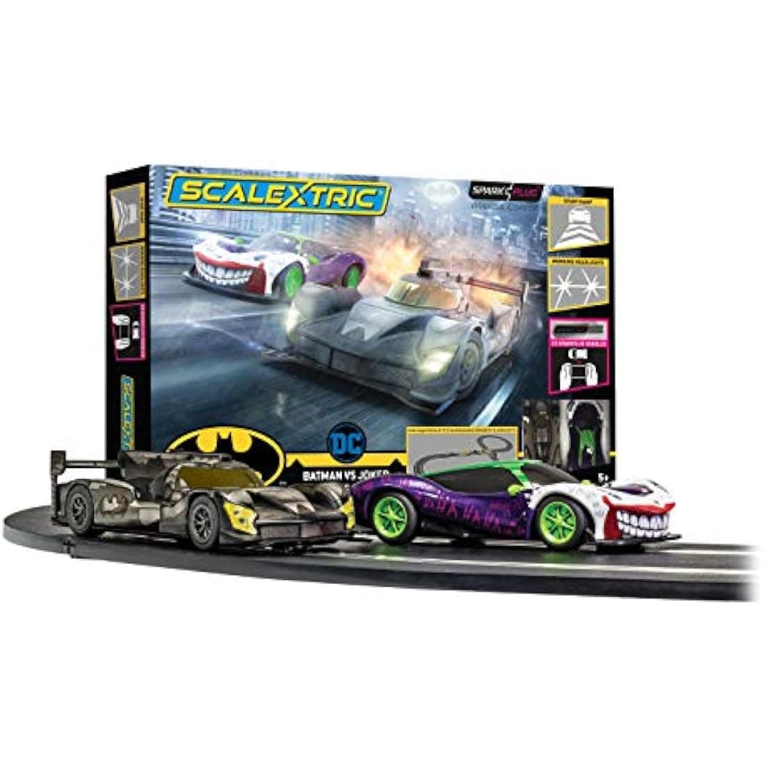 Jolof Store Slot Cars Scalextric Spark Plug - Batman vs Joker Slot Car Racing Set