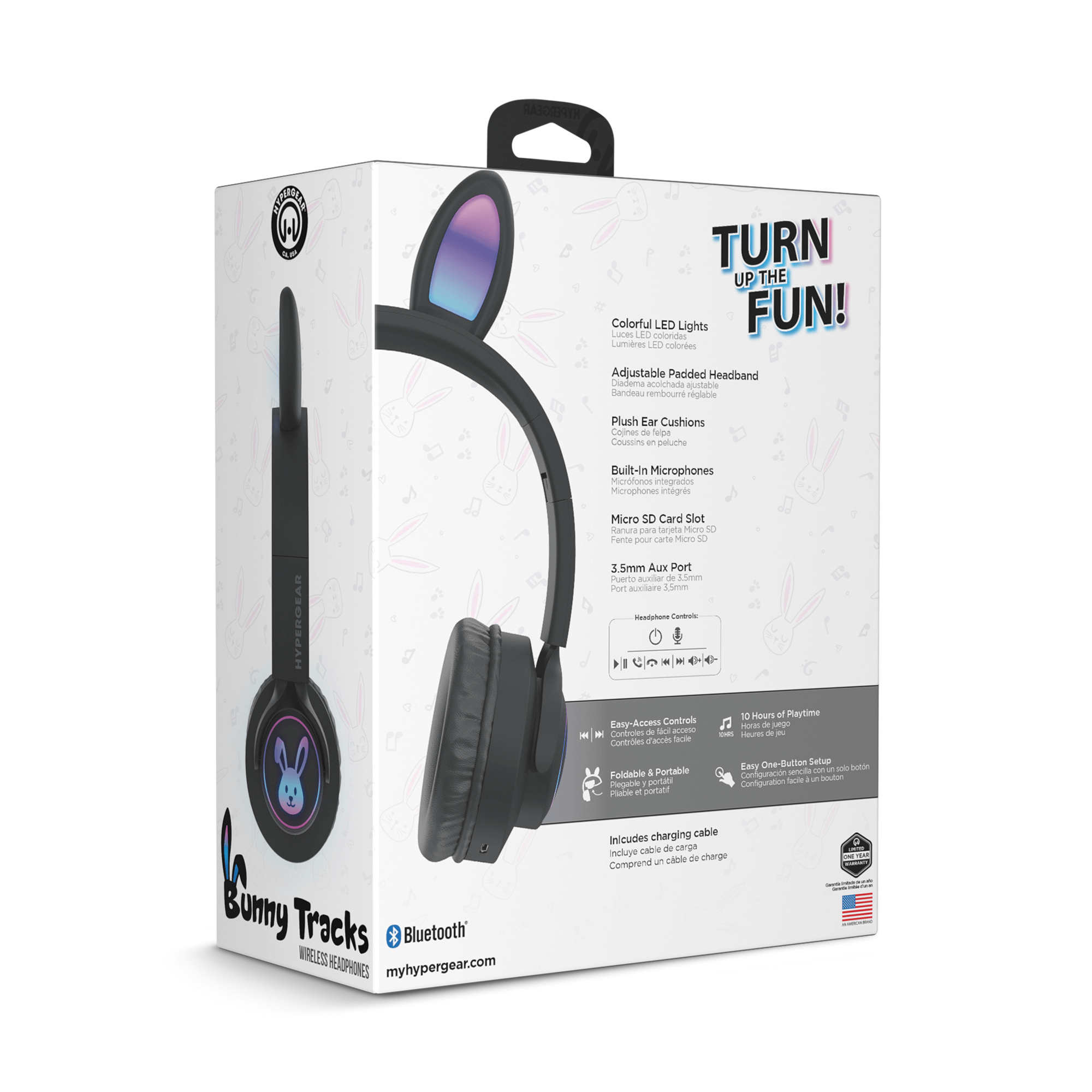 JupiterGear Home HyperGear Bunny Tracks Wireless Light-Up Headphones