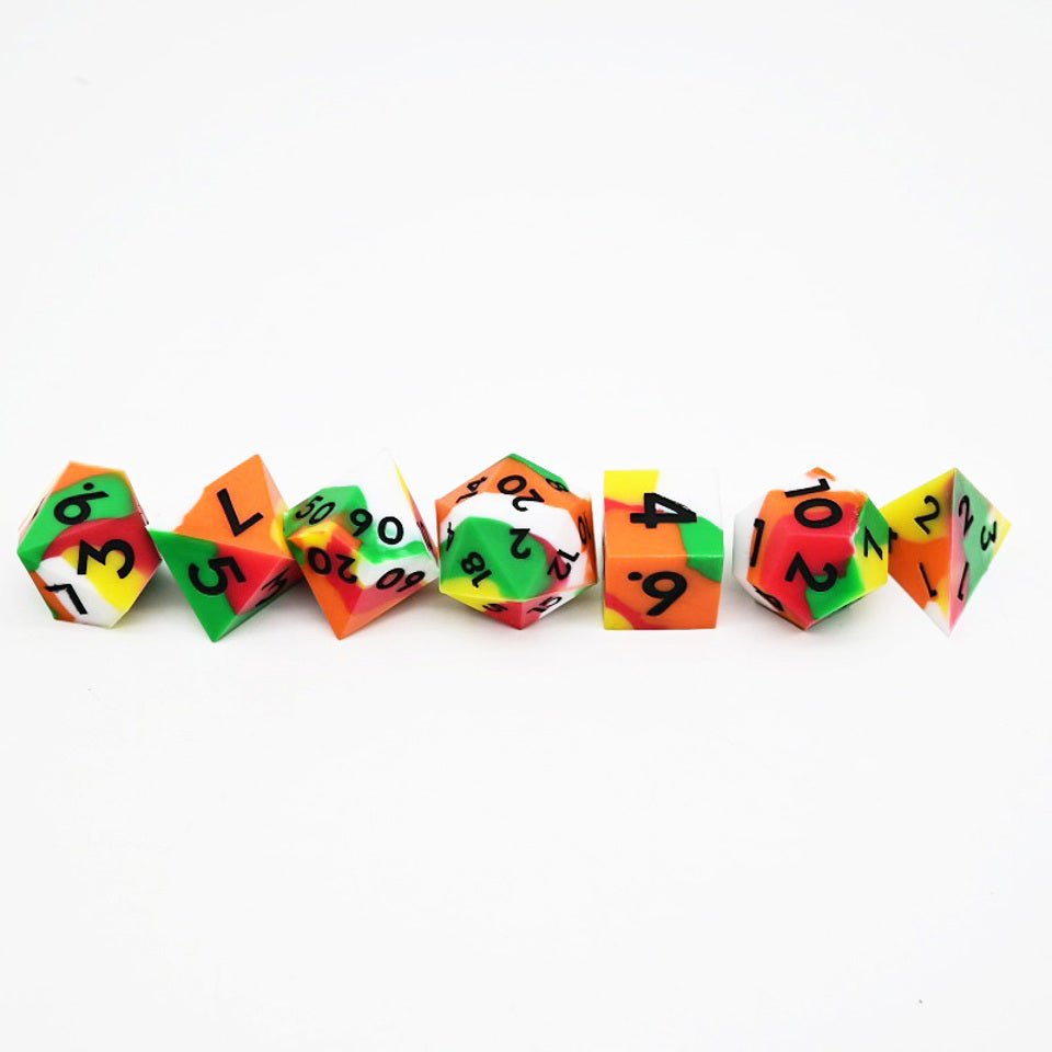 Kaleidoscopic Squish Rocks | Silicone Dice | 7 Piece Set - DICE