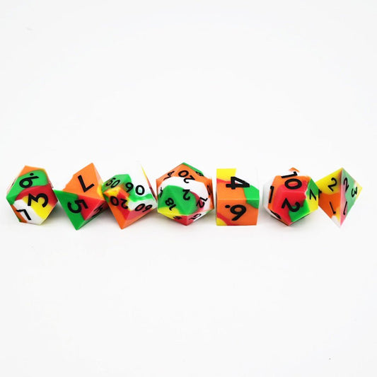 Kaleidoscopic Squish Rocks | Silicone Dice | 7 Piece Set - DICE