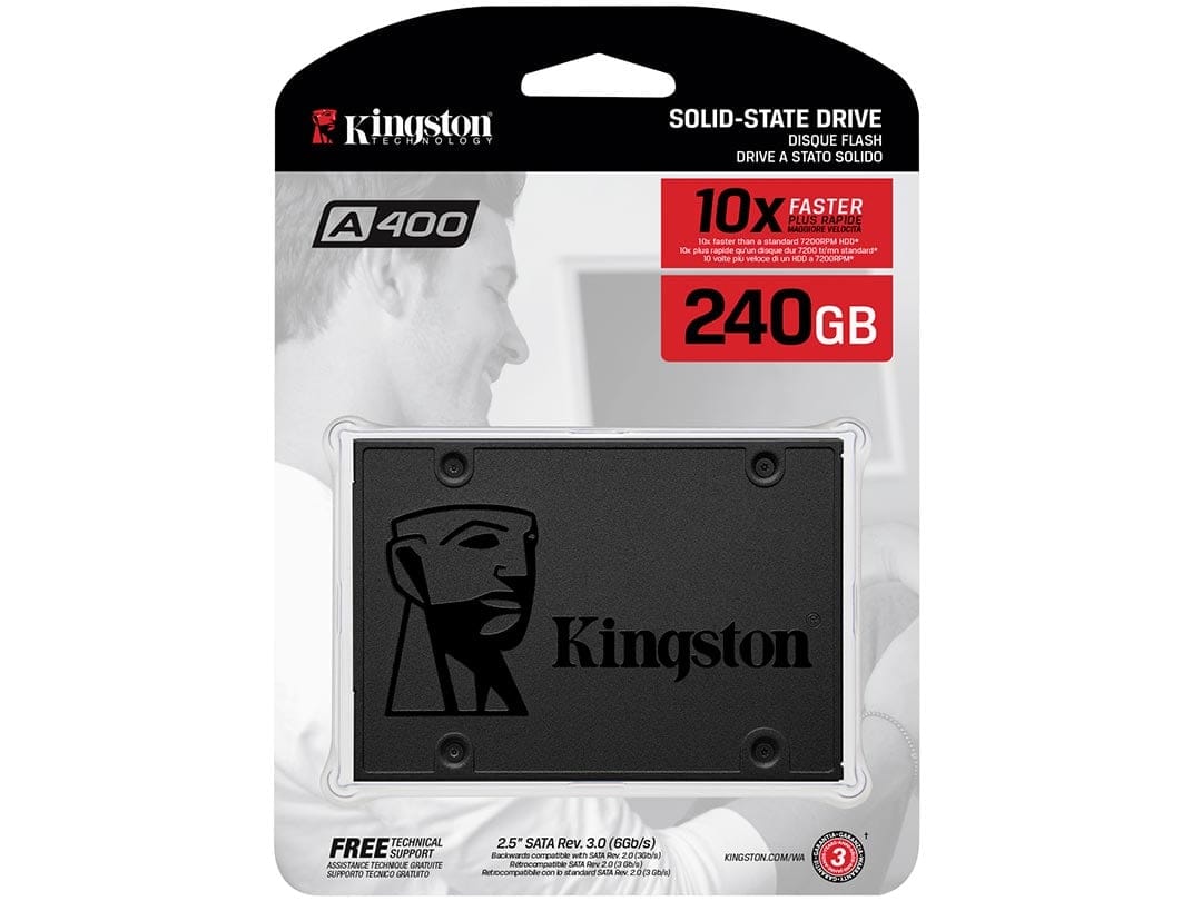 240 GB  R/W 500/350 MB/s Kingston A400 Series 2.5" SATA3 SSD - 120GB to 960GB 740617261219