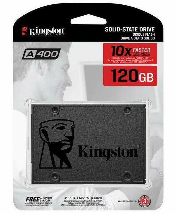 120 GB  R/W 500/320 MB/s Kingston A400 Series 2.5" SATA3 SSD - 120GB to 960GB 740617261196