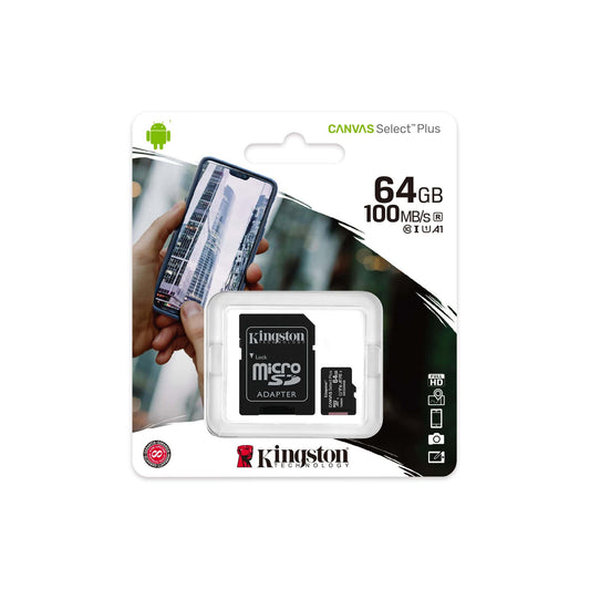 64 GB Kingston Canvas Select Plus Micro SD Card with SD Adapter, Class 10 up to 512 GB 0740617298697